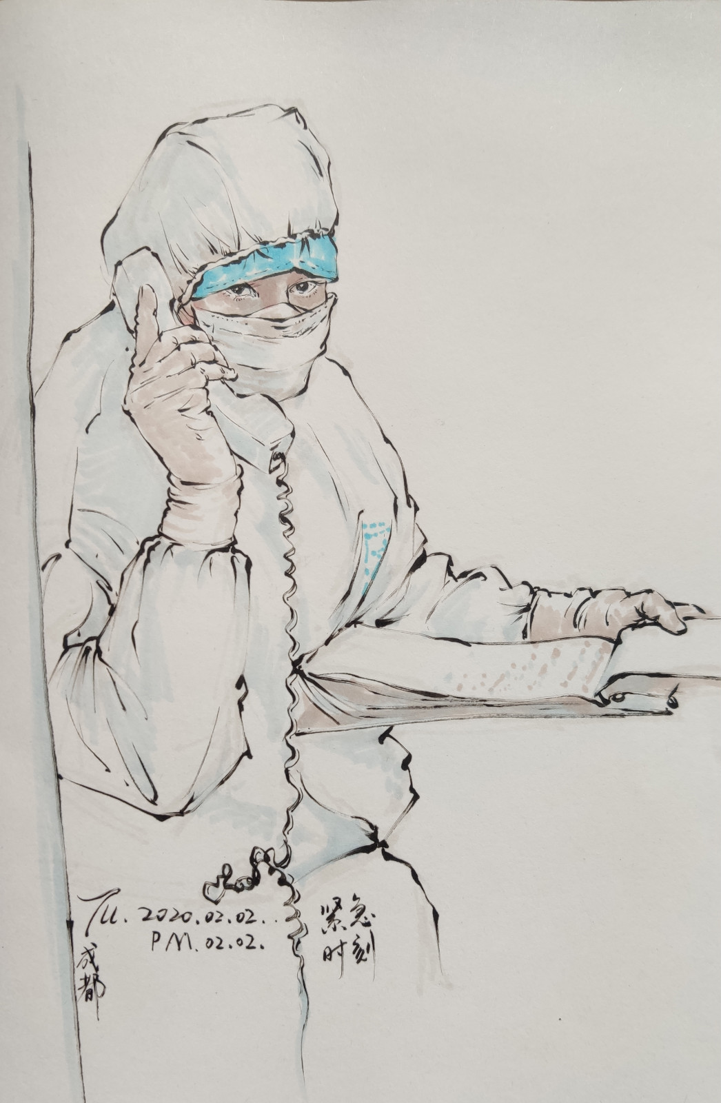 1582108141951066.jpg 02,《紧急时刻》速写(10cm x 20 c m)涂啦啦(成都艺术职业大学设计与传媒学院教师_meitu_4.jpg